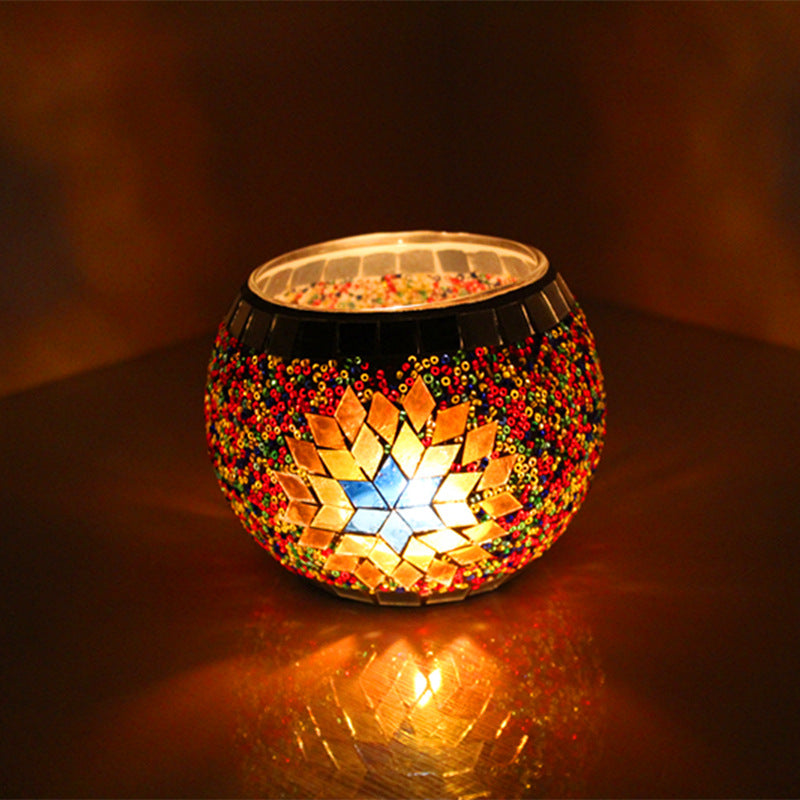 Electric candle holder romantic night light decoration cup candle lamp plug color decoration glass home mosaic candle