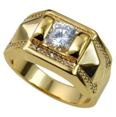 Wish hot selling 18k gold plated couple rings Cross-border European and American fashion inlaid zircon couple ring sets