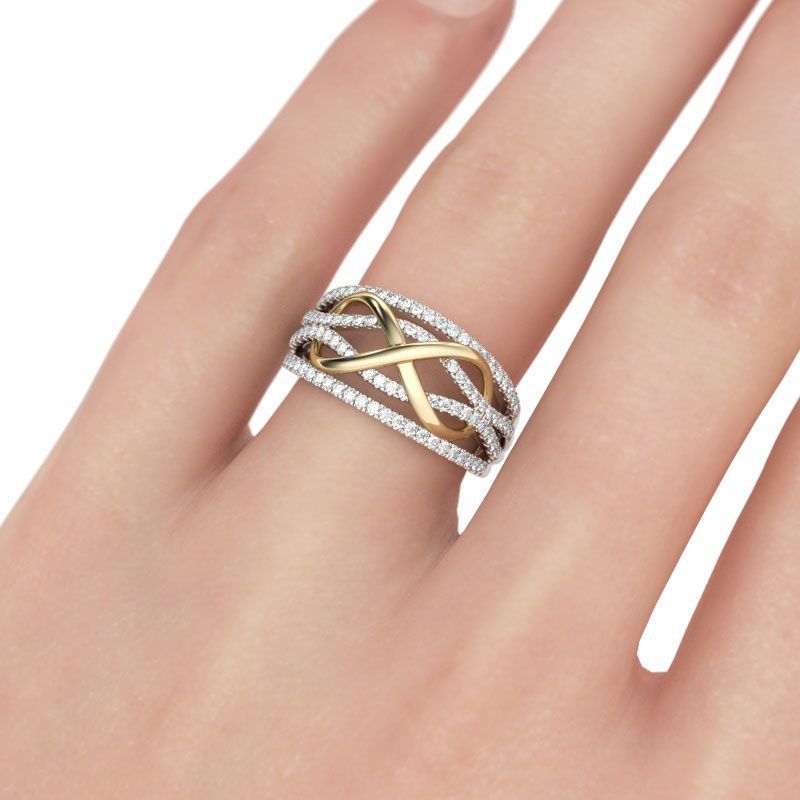 Cross-border popular accessories European and American fashion women's gold-plated ring wish Amazon best selling two-color wedding ring