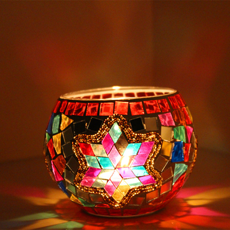 Electric candle holder romantic night light decoration cup candle lamp plug color decoration glass home mosaic candle