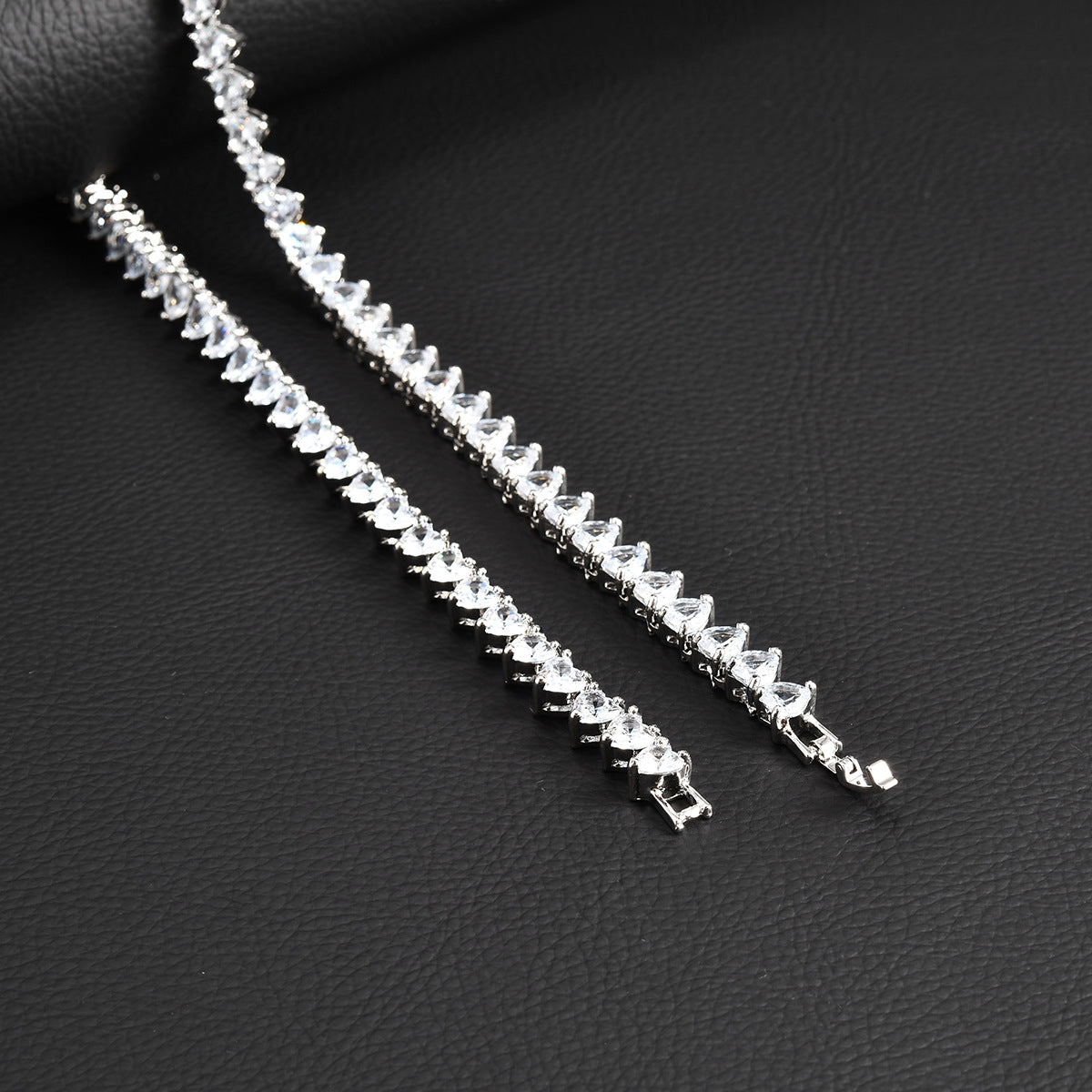European and American ins style love zircon tennis chain hip-hop alloy diamond fashion one row bracelet necklace factory price wholesale