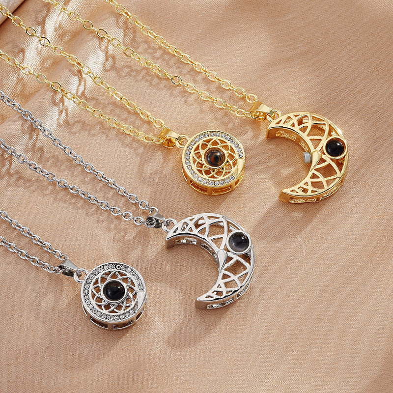 Factory Direct Sun and Moon Projection Couple Necklace Women's Men's Sun Moon Accessories Jewelry Women's Clavicle Chain Pendant