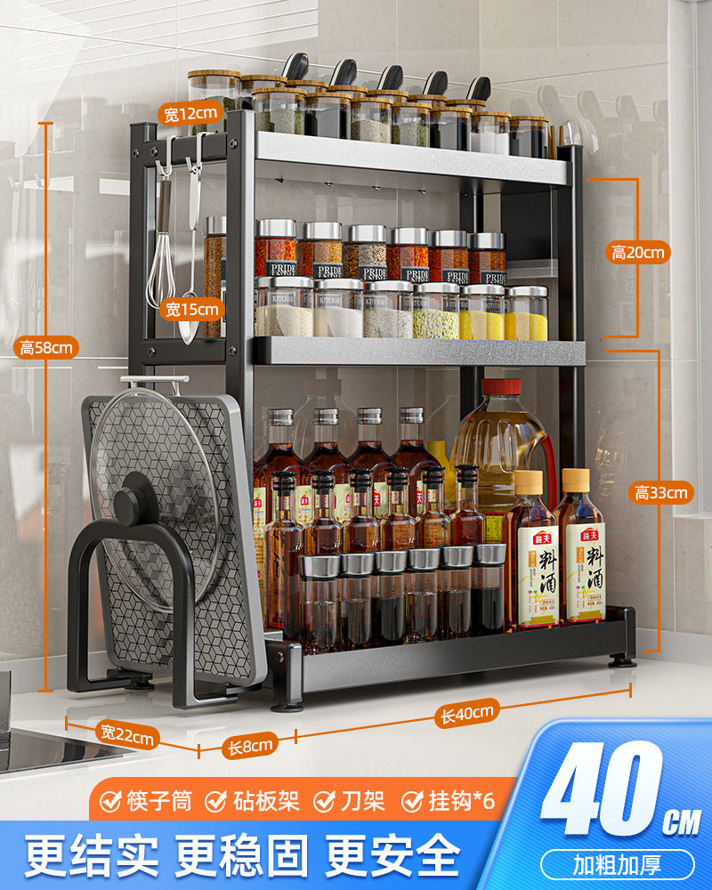 Cross-border kitchen rack stainless steel kitchen seasoning rack punch-free desktop kitchen supplies manufacturers wholesale