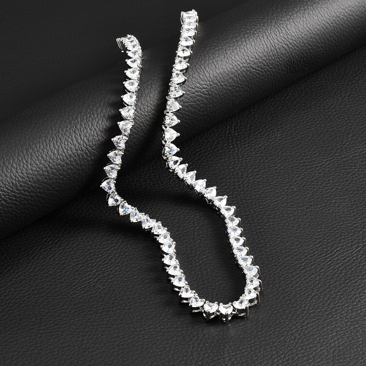 European and American ins style love zircon tennis chain hip-hop alloy diamond fashion one row bracelet necklace factory price wholesale