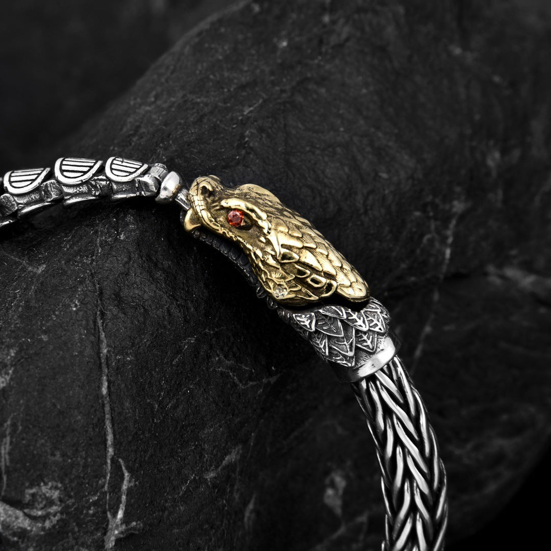 Zodiac Year of the Dragon s925 sterling silver dragon entering the sea personalized bracelet men's retro distressed bracelet women's accessories bracelet
