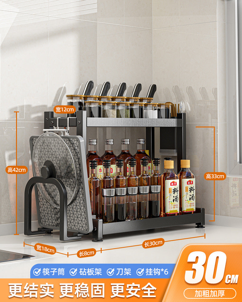 Cross-border kitchen rack stainless steel kitchen seasoning rack punch-free desktop kitchen supplies manufacturers wholesale