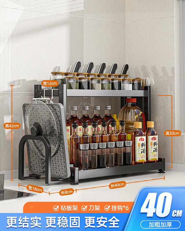Cross-border kitchen rack stainless steel kitchen seasoning rack punch-free desktop kitchen supplies manufacturers wholesale