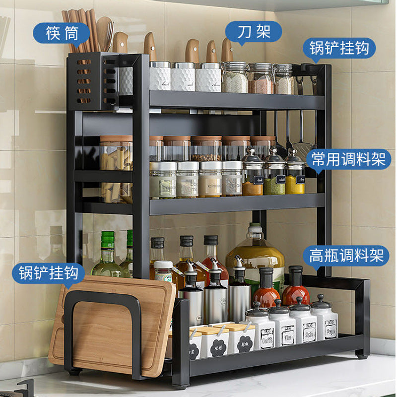 Cross-border kitchen rack stainless steel kitchen seasoning rack punch-free desktop kitchen supplies manufacturers wholesale