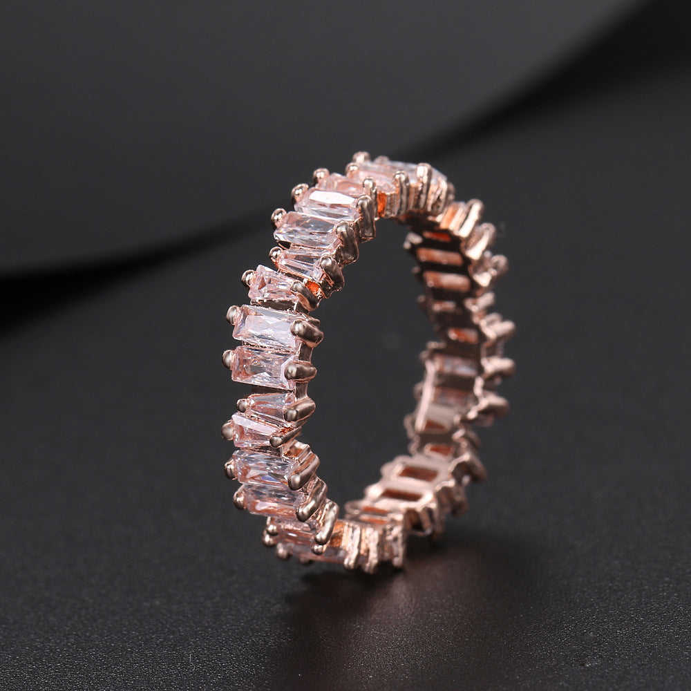 Amazon cross-border European and American irregular zircon ring three-color fashion gold-plated flash diamond ring women's accessories wholesale