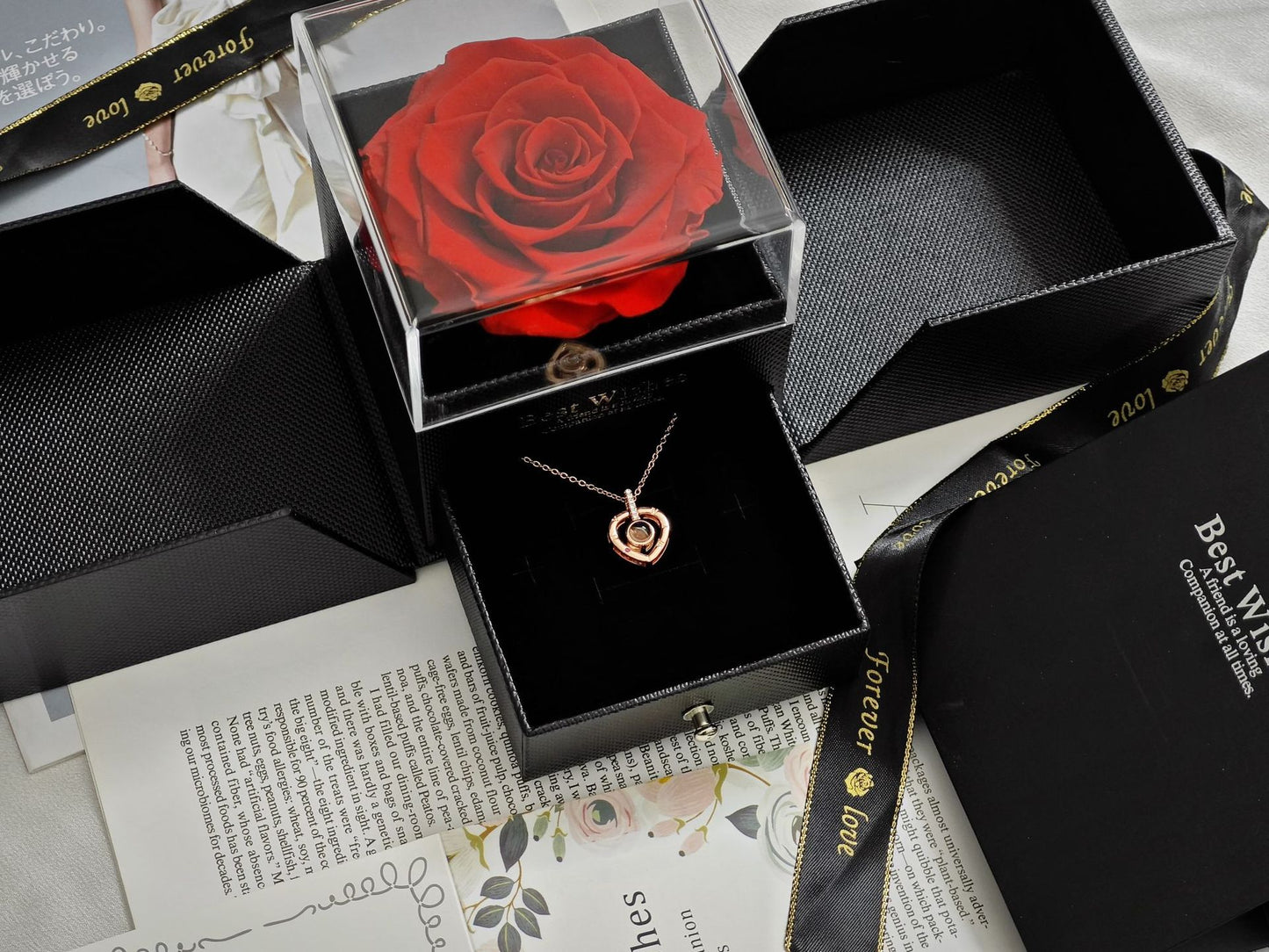 Cross-border Ozon hot-selling 100 kinds of I love you language necklace fashionable and non-fading high-end love heart-shaped pendant