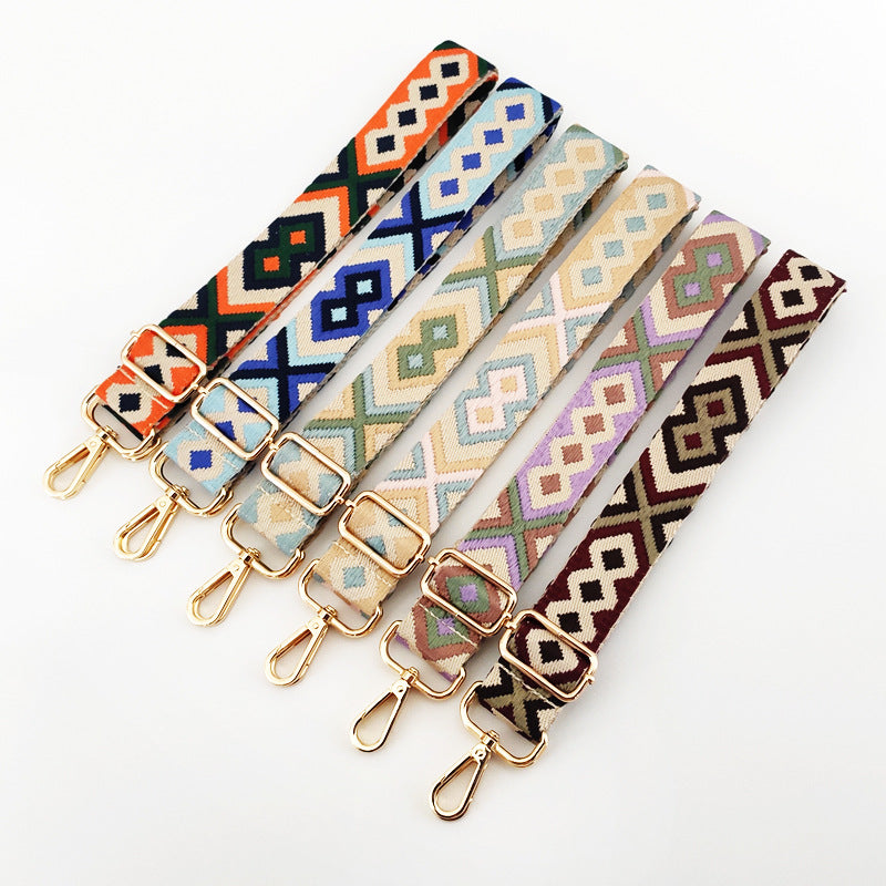 New color diamond jacquard wide shoulder strap 3.8cm single shoulder crossbody replacement long strap women's bag accessories strap