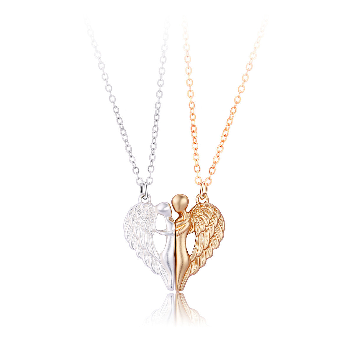 Couple Magnet Angel Wings Hug Love Pendant Devil Wings Magnet Valentine's Day Gift Necklace Clavicle Chain