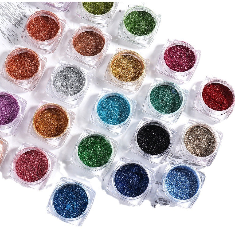 Cross-border hot style 23 colors nail magic mirror powder set mirror laser water ripple magic mirror powder nail glitter wholesale