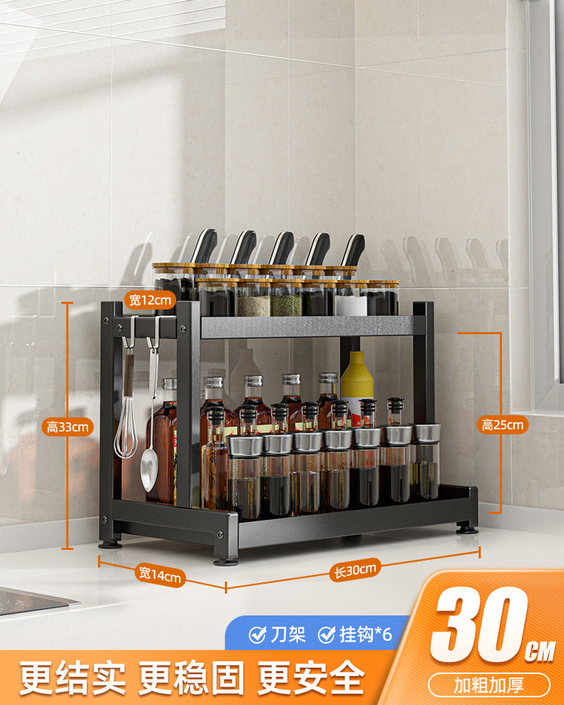 Cross-border kitchen rack stainless steel kitchen seasoning rack punch-free desktop kitchen supplies manufacturers wholesale