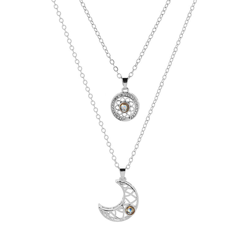 Factory Direct Sun and Moon Projection Couple Necklace Women's Men's Sun Moon Accessories Jewelry Women's Clavicle Chain Pendant