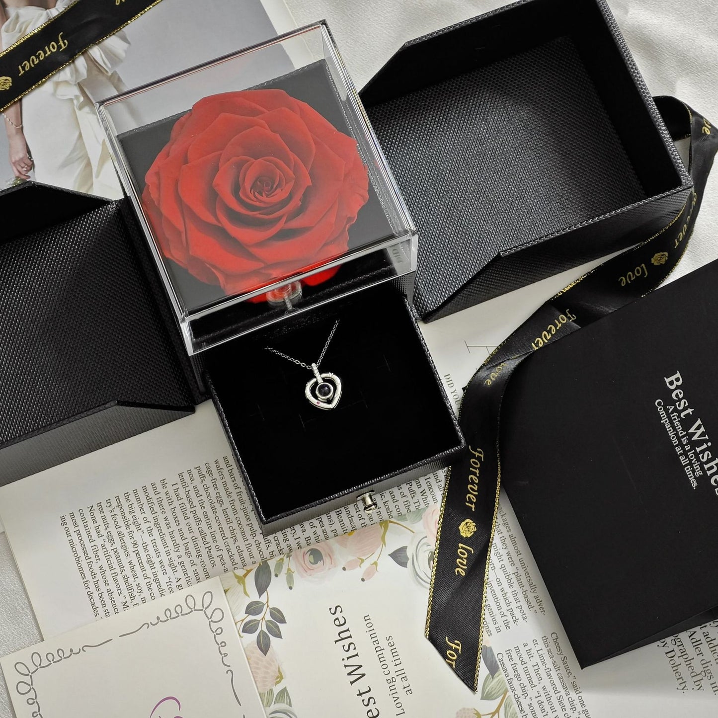 Cross-border Ozon hot-selling 100 kinds of I love you language necklace fashionable and non-fading high-end love heart-shaped pendant