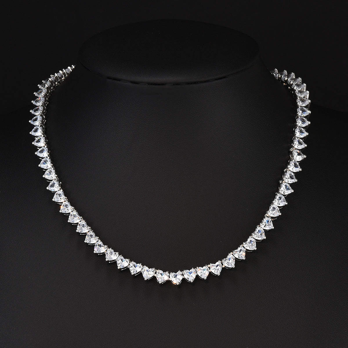 European and American ins style love zircon tennis chain hip-hop alloy diamond fashion one row bracelet necklace factory price wholesale
