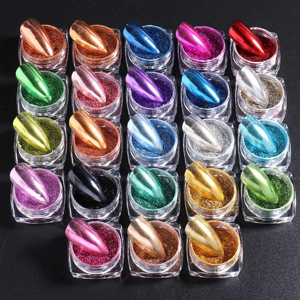 Cross-border hot style 23 colors nail magic mirror powder set mirror laser water ripple magic mirror powder nail glitter wholesale