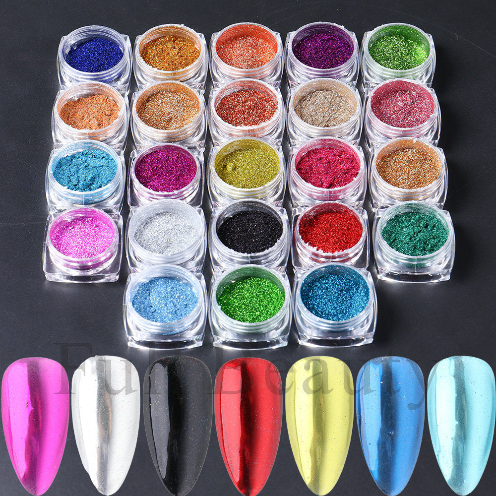 Cross-border hot style 23 colors nail magic mirror powder set mirror laser water ripple magic mirror powder nail glitter wholesale