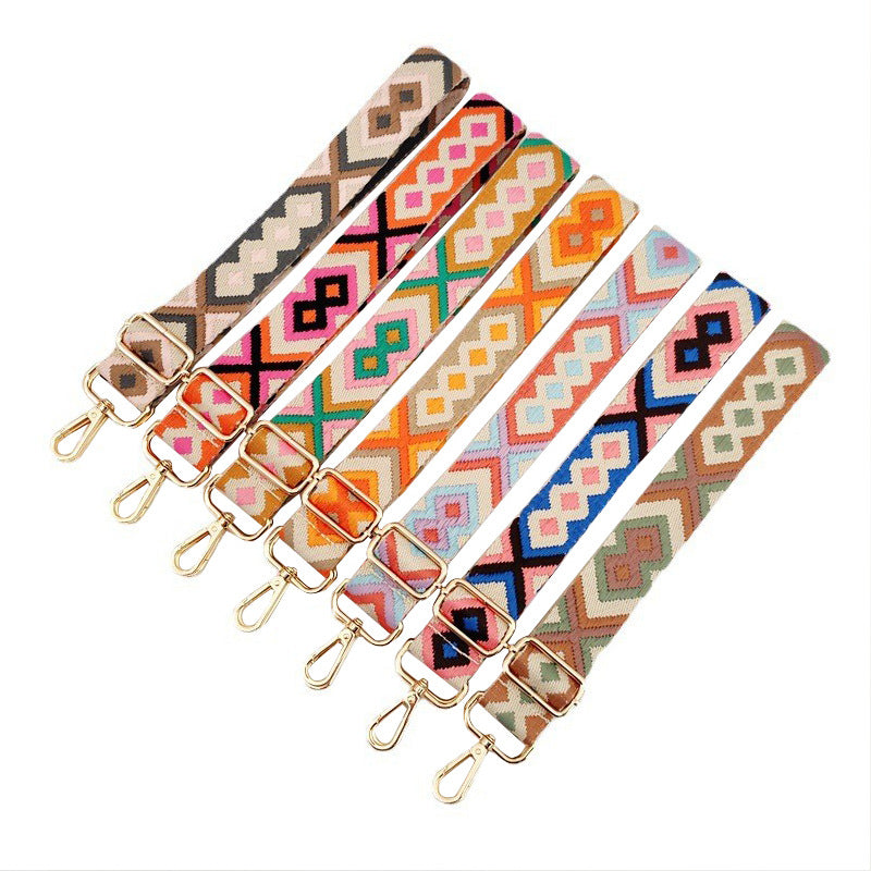 New color diamond jacquard wide shoulder strap 3.8cm single shoulder crossbody replacement long strap women's bag accessories strap
